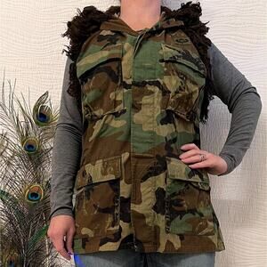 Kali Ku 90s Y2K Upcycled Army Jacket Vest OOAK Handmade Altered Fatigue Festival